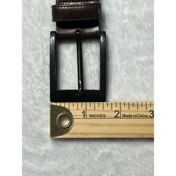 Mezlan Spain 38 Mens Leather Dress Belt Dark Brown Belt Gunmetal Tone Buckle - Picture 4 of 14